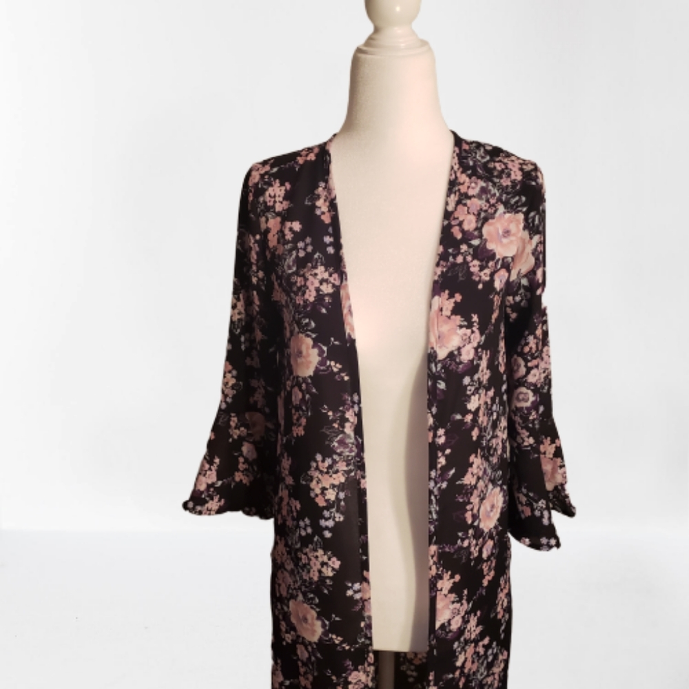 Art class Blue floral bell sleeve KIMONO SZ 10/20